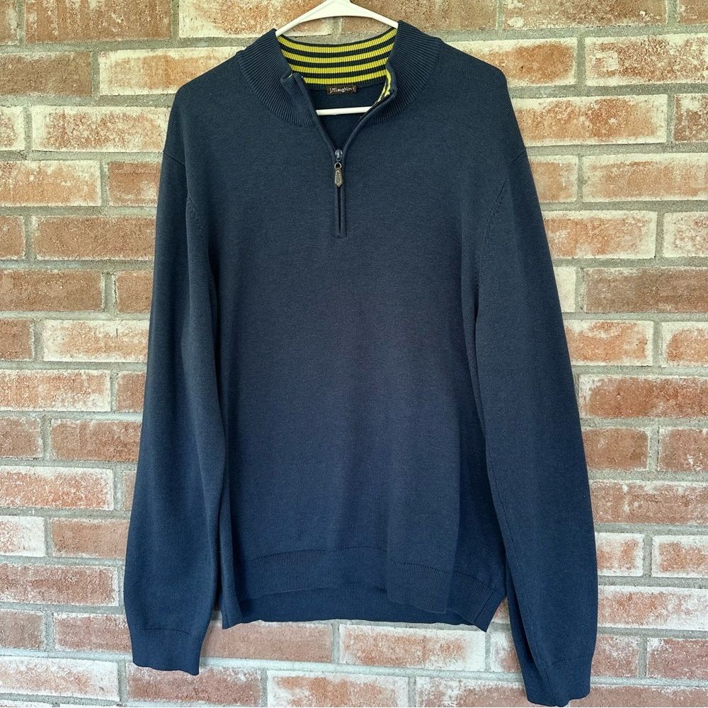 J. McLaughlin Quarter Zip Pullover Sweater Men’s XL Navy Blue